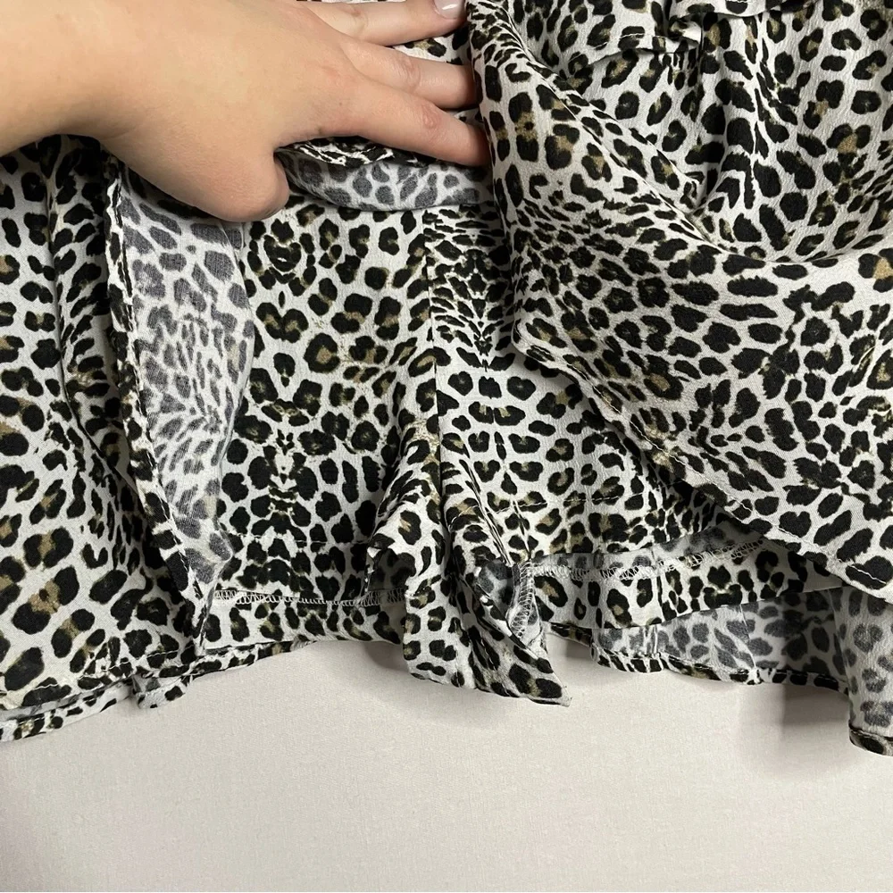 Zara Ruffle Leopard Print Mini Skort Skirt Boho Animal Cheetah Print - Picture 6 of 14